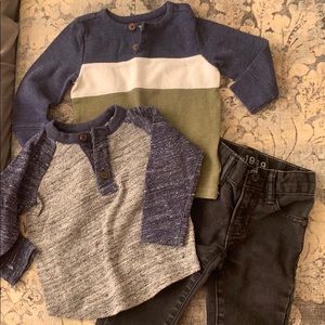 Lot of 3 baby boys 12-18 months shirts and jeans
